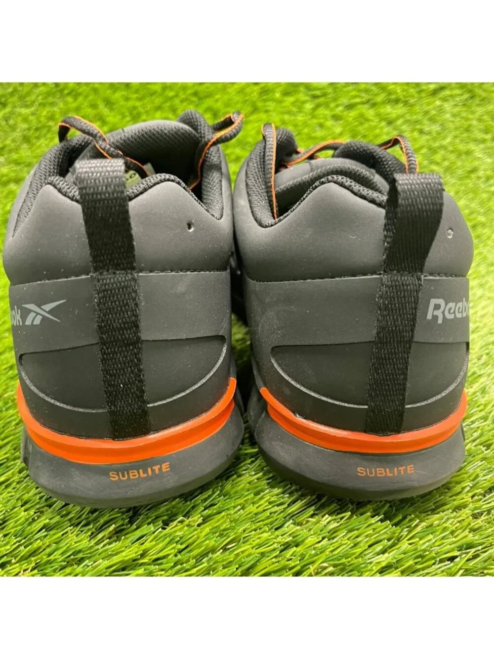 Reebok Sublite Cushion Men Size 11E Black Orange Composite Toe Safety Work Shoes